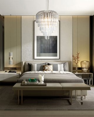 Castro Lighting Lotus Suspension featured in modern bedroom design ambience