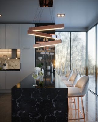 Castro Lighting Penelope Bar Chair Metis Suspension Rectangular Luxurious Kitchen ambience side view